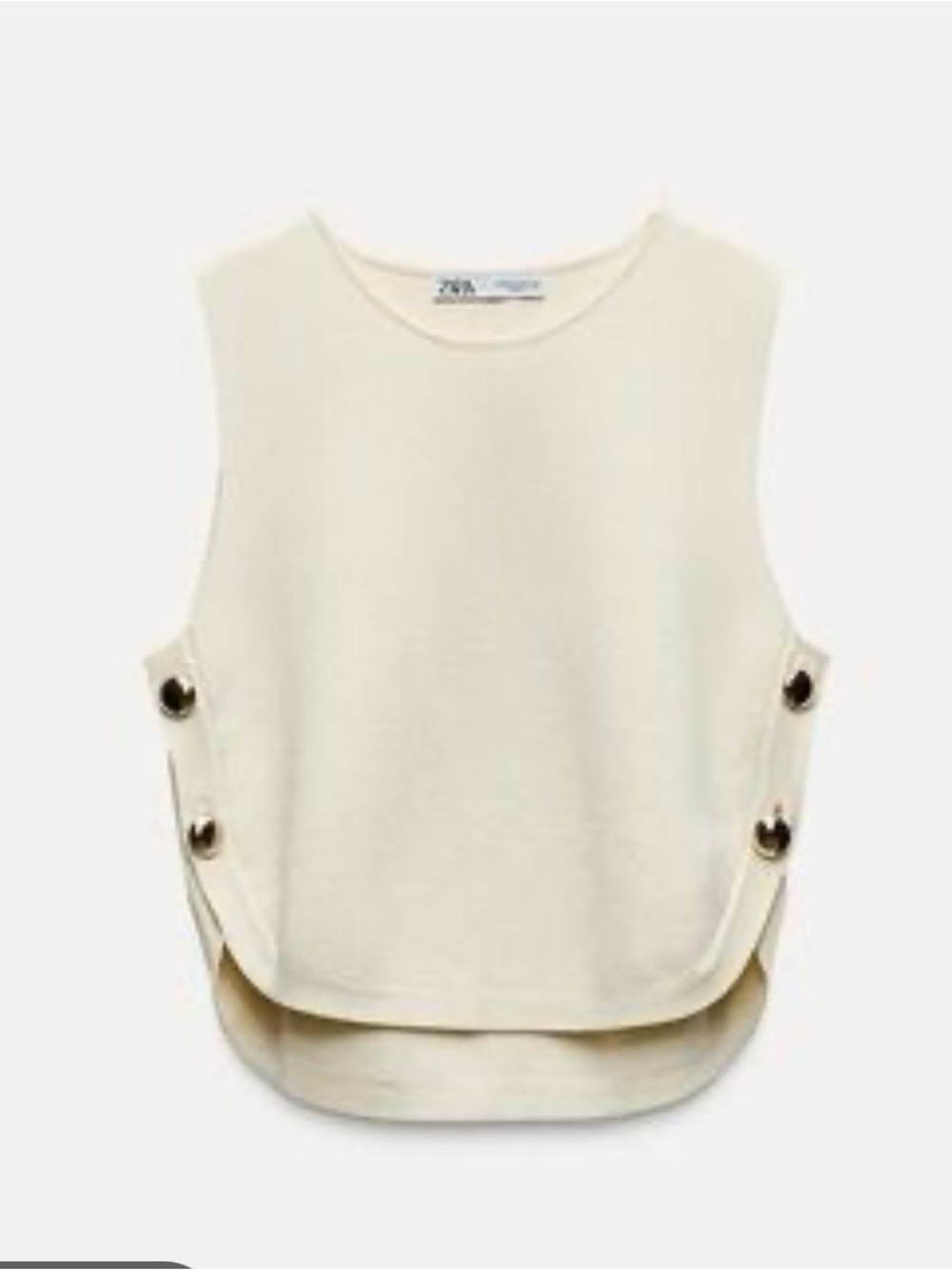 Zara Cream Sleeveless Side-Button Women’s Top
